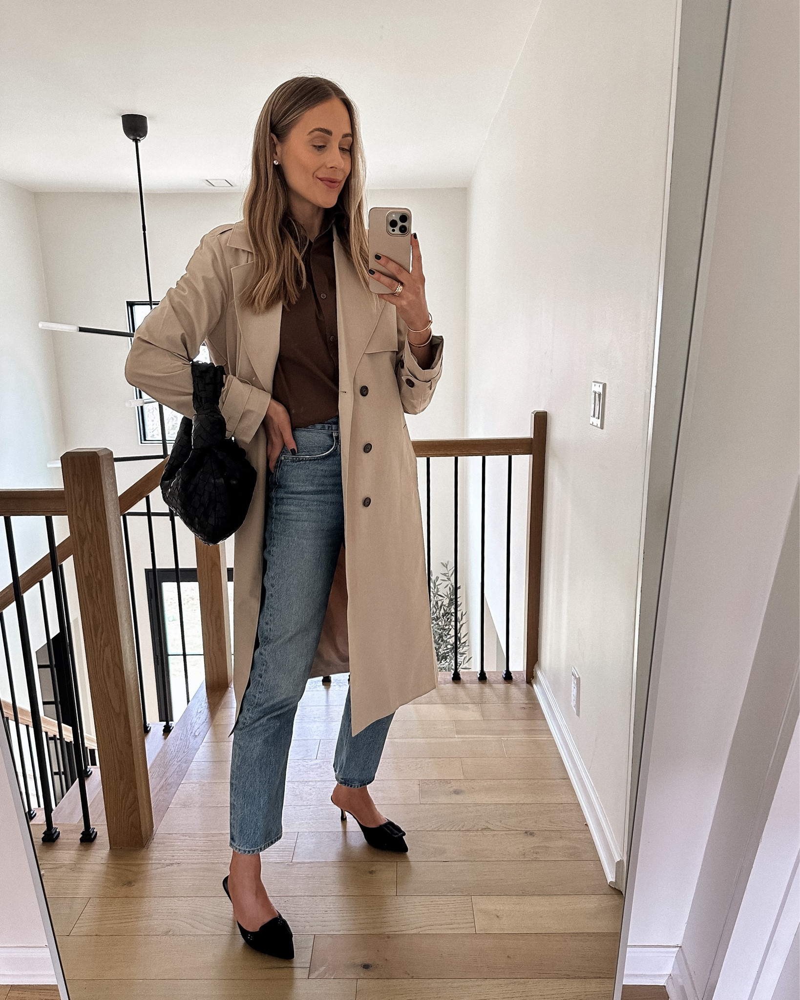 Fashion Jackson wearing Amazon trench coat (small), brown button up shirt (xs) AGOLDE jeans, Amazon mules #fashionjackson #springoutfit #trench 

#LTKstyletip #LTKunder50 #LTKunder100