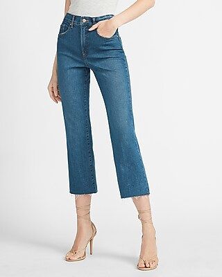 High Waisted Raw Hem Cropped Flare Jeans | Express