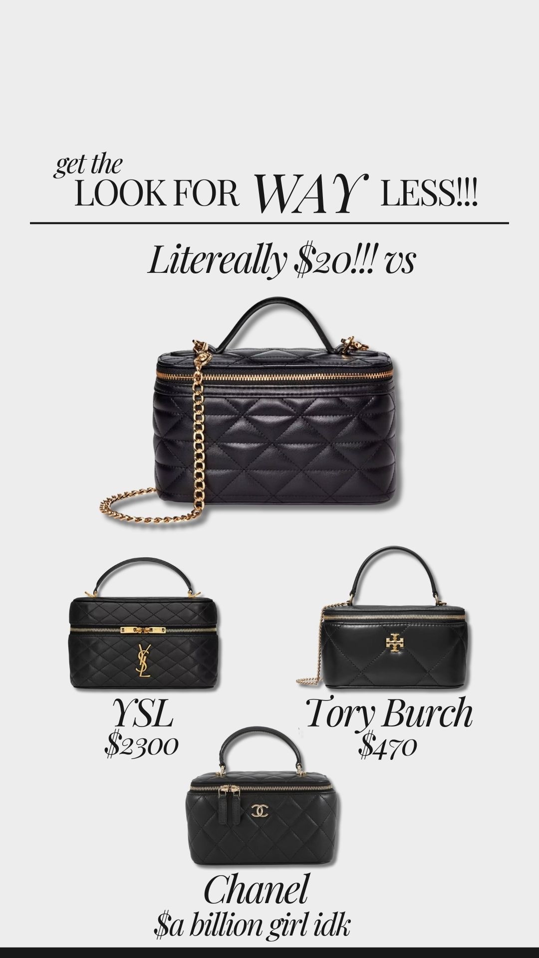 Look for less! Affordable style black bag inspired by designer finds. Black bag // black purse // black handbag // designer inspired bag // designer look for less // everyday bag // crossbody bag // capsule wardrobe 

#LTKWorkwear #LTKFindsUnder50 #LTKFindsUnder100