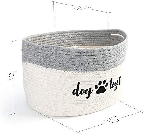 PrimePets Cotton Rope Dog Toy Basket, Small Basket with Handles, Woven Storage Bin for Dogs Pets, 15 | Amazon (US)