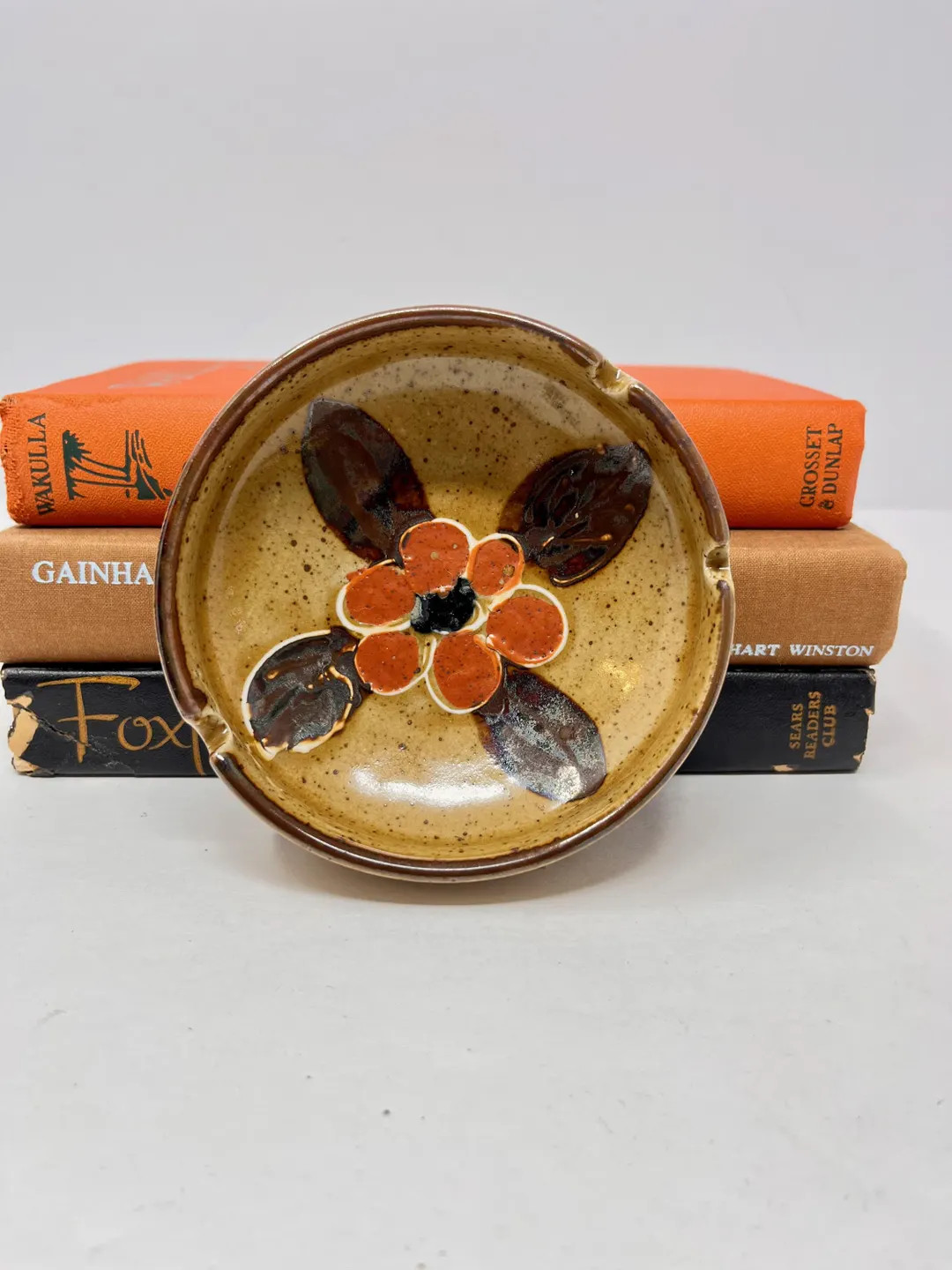 Vintage Stoneware Ashtray with Floral Design | Etsy (US)