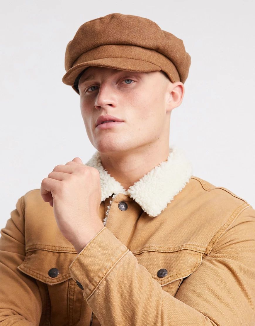 ASOS DESIGN mariner baker boy hat in camel melton-Tan | ASOS (Global)