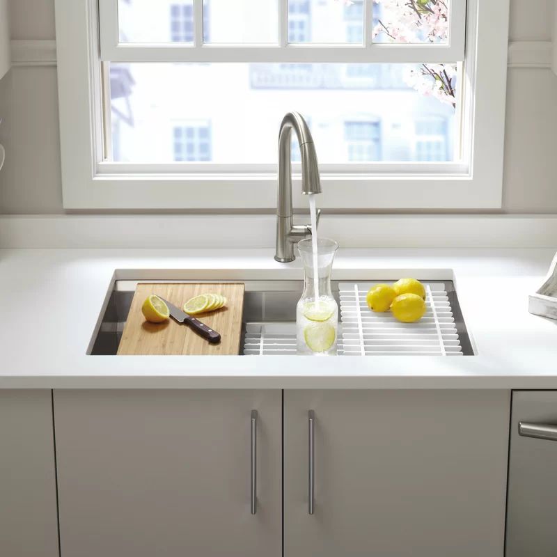 Prolific® 33" L x 17-3/4" W x 11" Undermount Single Bowl Kitchen Sink with Accessories | Wayfair Professional