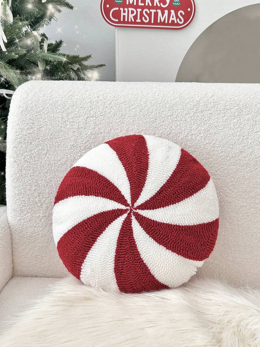 1pc Christmas Decor Throw Pillow, Candy, Cane, Round Cushion, Atmosphere Decoration, Suitable For... | SHEIN