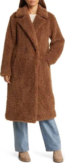 Faux Shearling Double Breasted Longline Coat | Nordstrom Rack