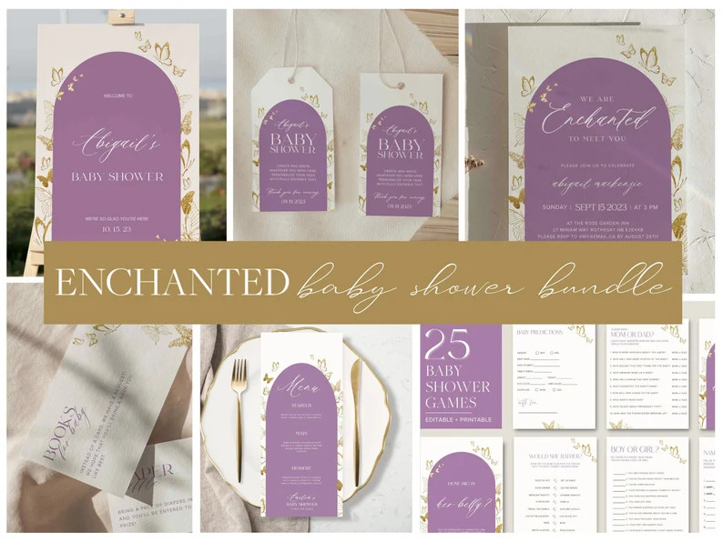 Enchanted to Meet You Baby Shower Bundle, Games, Welcome Sign, Invite, Raffle Tickets, Menu, Tayl... | Etsy (US)