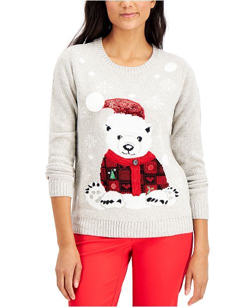 Embellished Polar Bear Sweater, Regular & Petite Sizes, Created for Macy's | Macys (US)