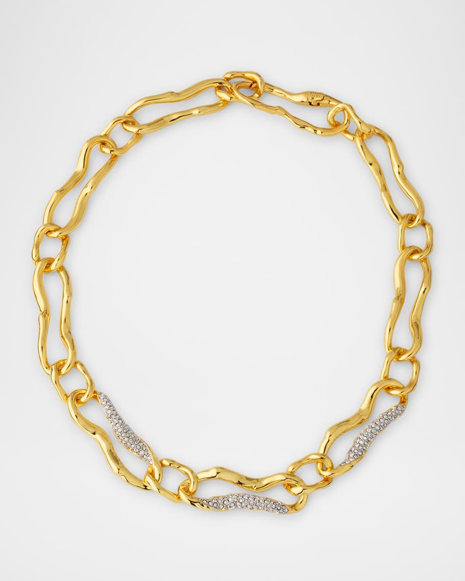 Alexis Bittar Brut Gold Curved Link Necklace, 18"L | Neiman Marcus