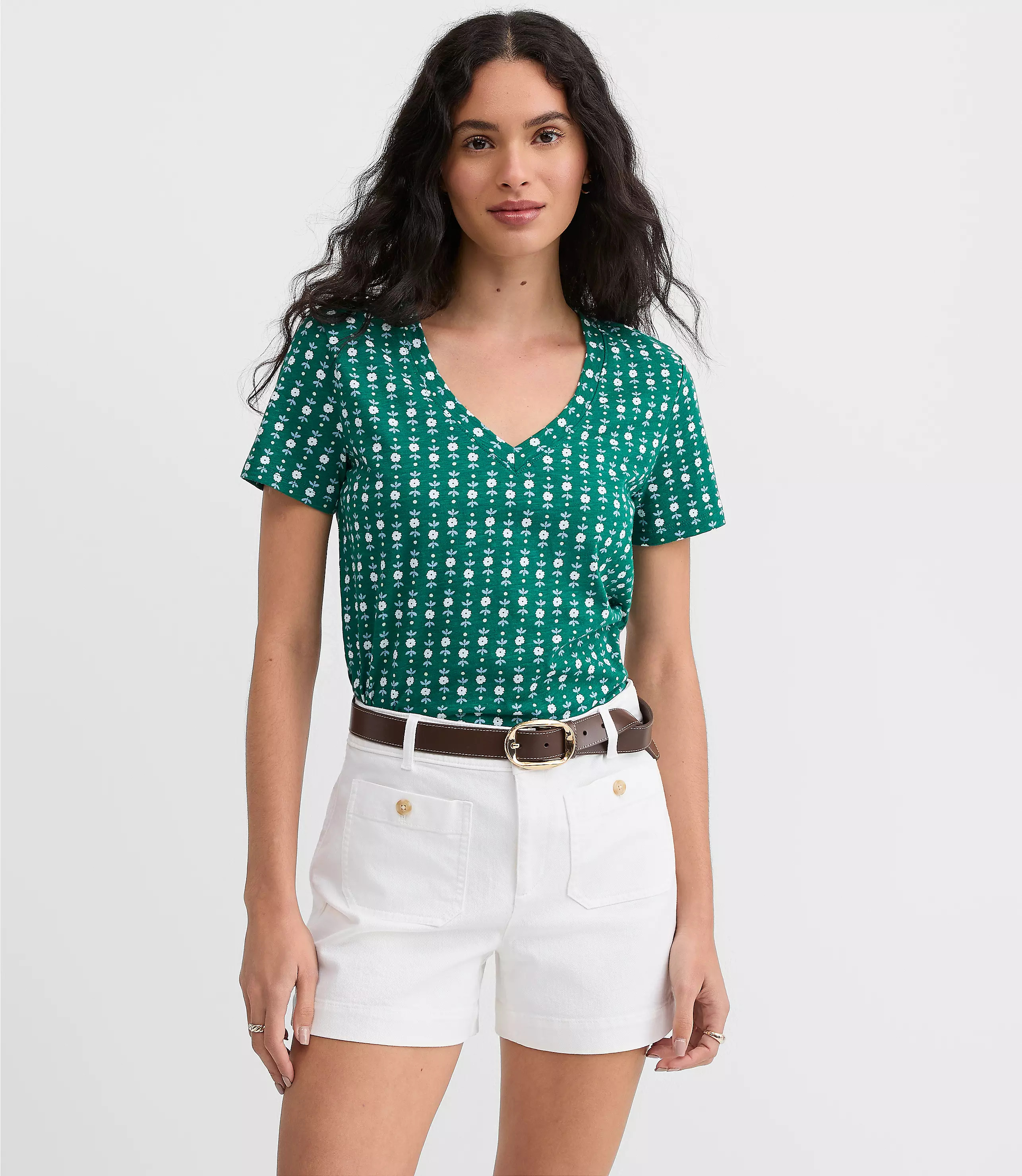 Floral Everyday V-Neck Tee | LOFT
