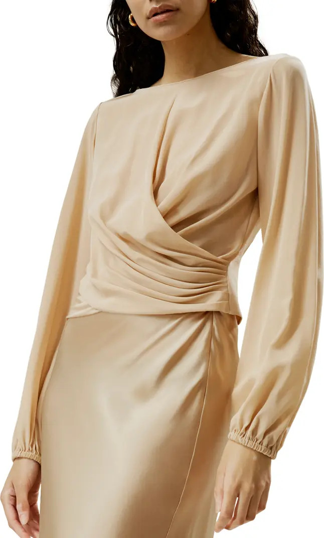 Nipped Waist Crêpe de Chine Silk Blouse | Nordstrom