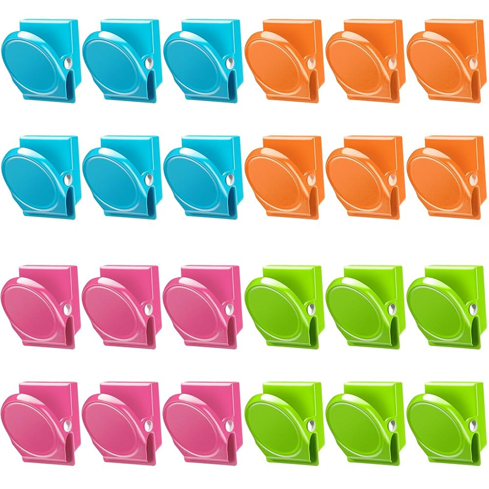 VICNOVA Magnetic Clips, 24 Pieces Magnetic Metal Chip Clips Fridge Magnets Refrigerator Whiteboar... | Amazon (US)