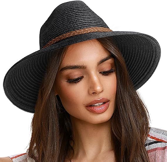 FURTALK Sun Hats for Women Summer Wide Brim UV UPF 50+ Panama Fedora Foldable Packable Straw Beac... | Amazon (US)