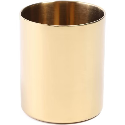Juvale Metal Gold Pen Pencil Cup Holder, Stationery Desk Organizer Storage 3.2 x 3.9 in. | Target