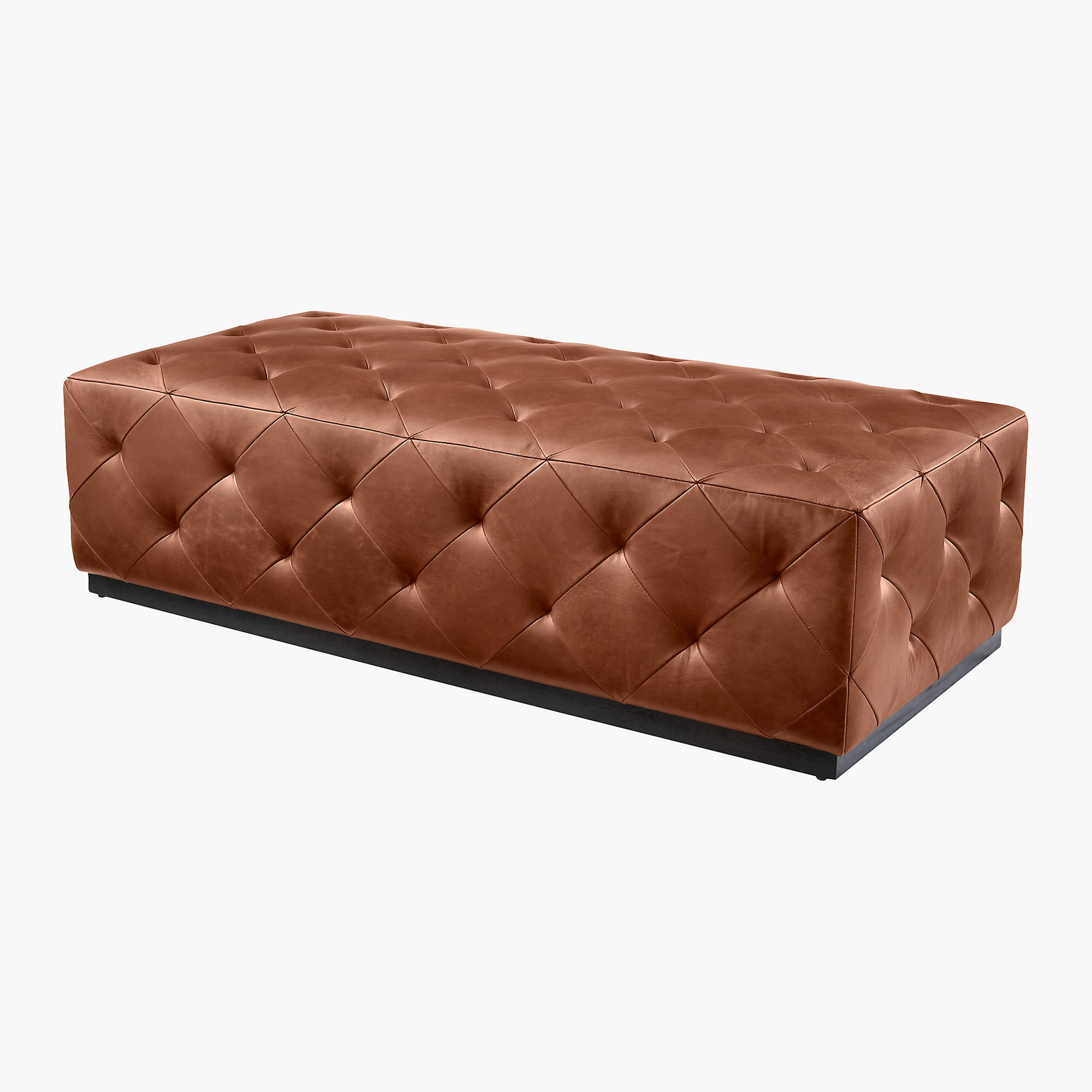 Saddle Leather Tufted Ottoman + Reviews | CB2 | CB2