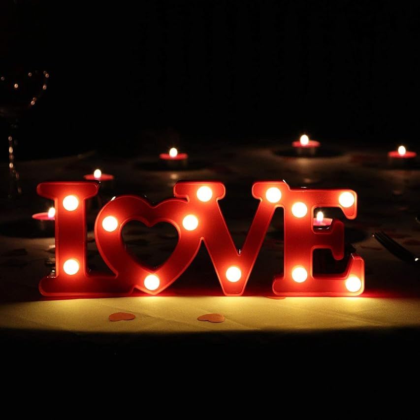 Bright Zeal 16" x 7" Large Love Bedroom Decor Lights LED Marquee Letters (White) - Love Sign for Wal | Amazon (US)