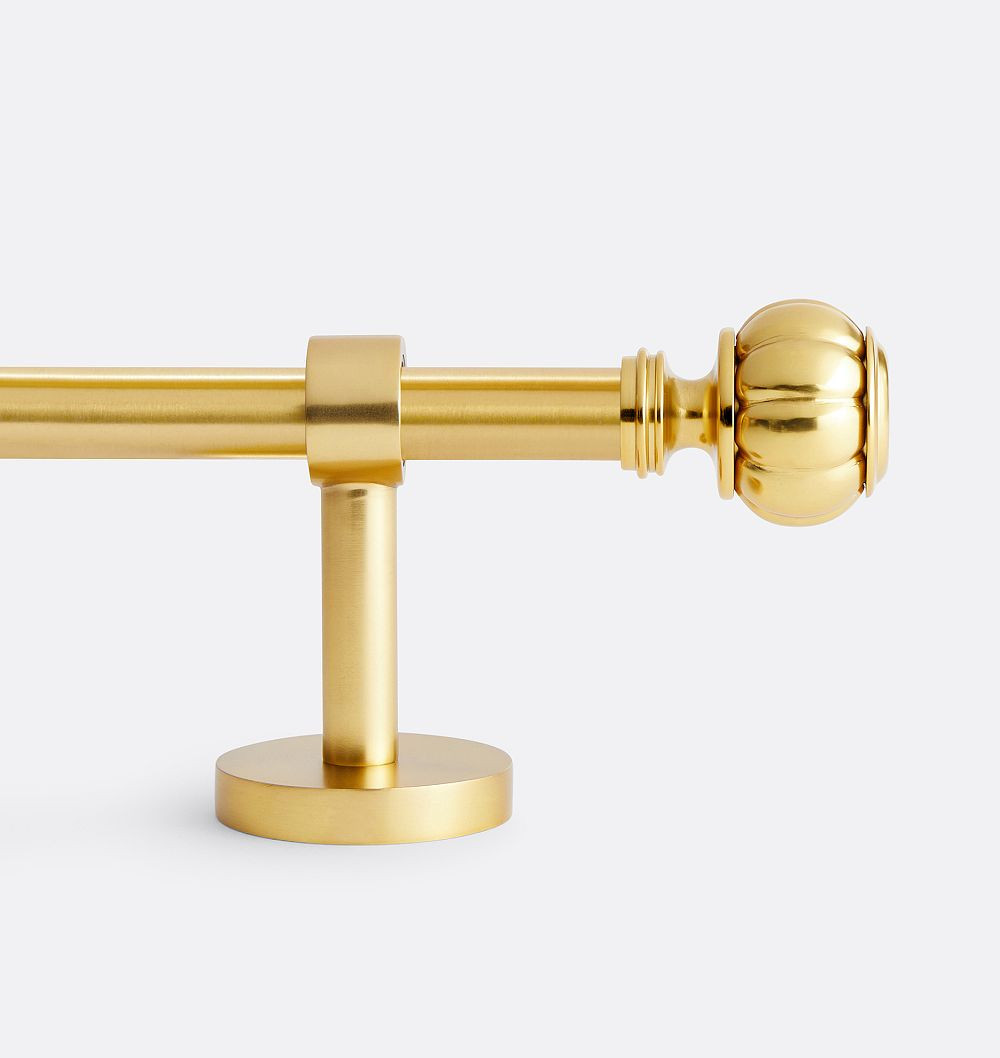 Ellis Adjustable Drapery Rod Set, 60" - 108" - Aged Brass | Rejuvenation