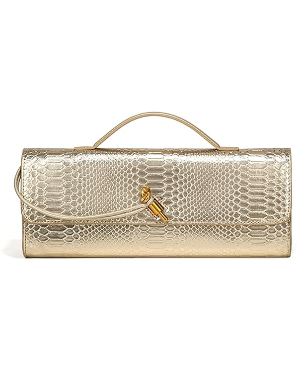 Womens Fashion Leather Clutch Bag Crocodile Print Evening Handbag Crossbody Tote Bag | Amazon (US)