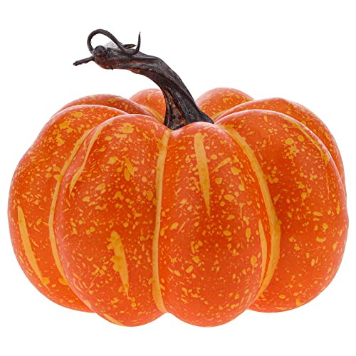 Funzhan Fall Thanksgiving Yellow Artificial Pumpkin Decor 5.9 Inch Halloween Realistic Foam Fake Pumpkin for Autumn Harvest Home Kitchen Table Decorations | Amazon (US)