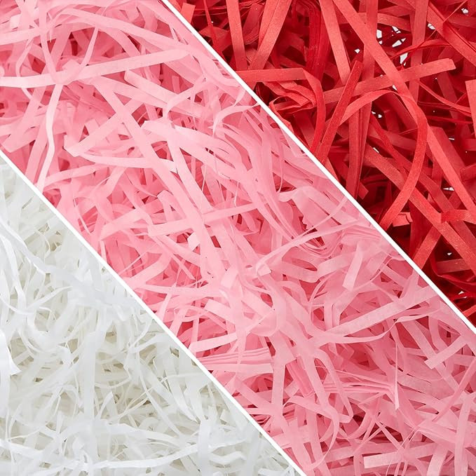 Rainmae Valentine's Day Gift Basket Filler Bulk, Red White Pink Crinkle Cut Paper Shred Filler fo... | Amazon (US)
