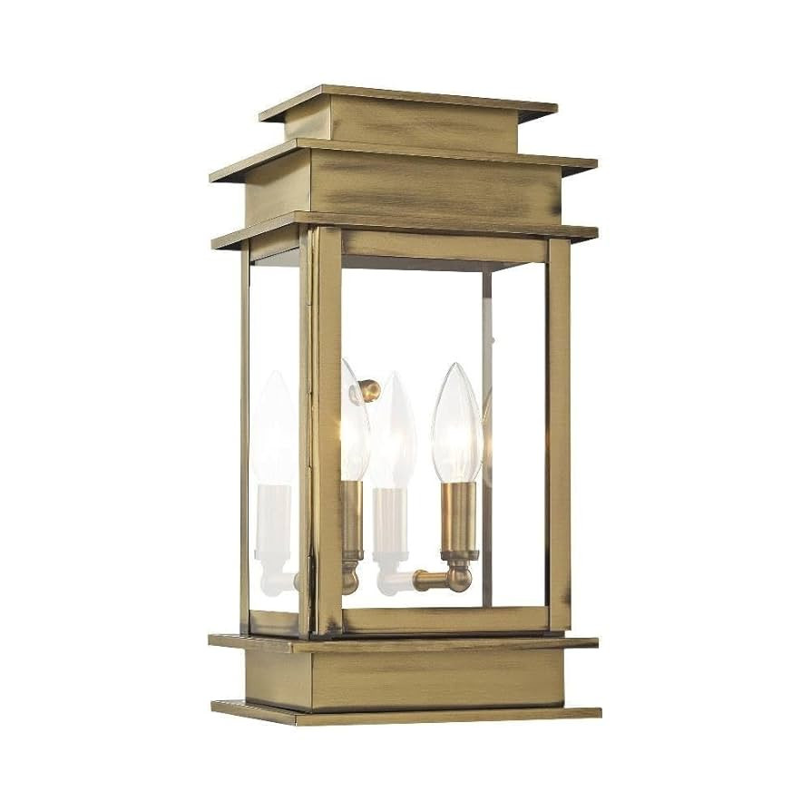Livex Lighting 2014-01 Transitional Two Light Outdoor Wall Lantern from Princeton Collection in B... | Amazon (US)