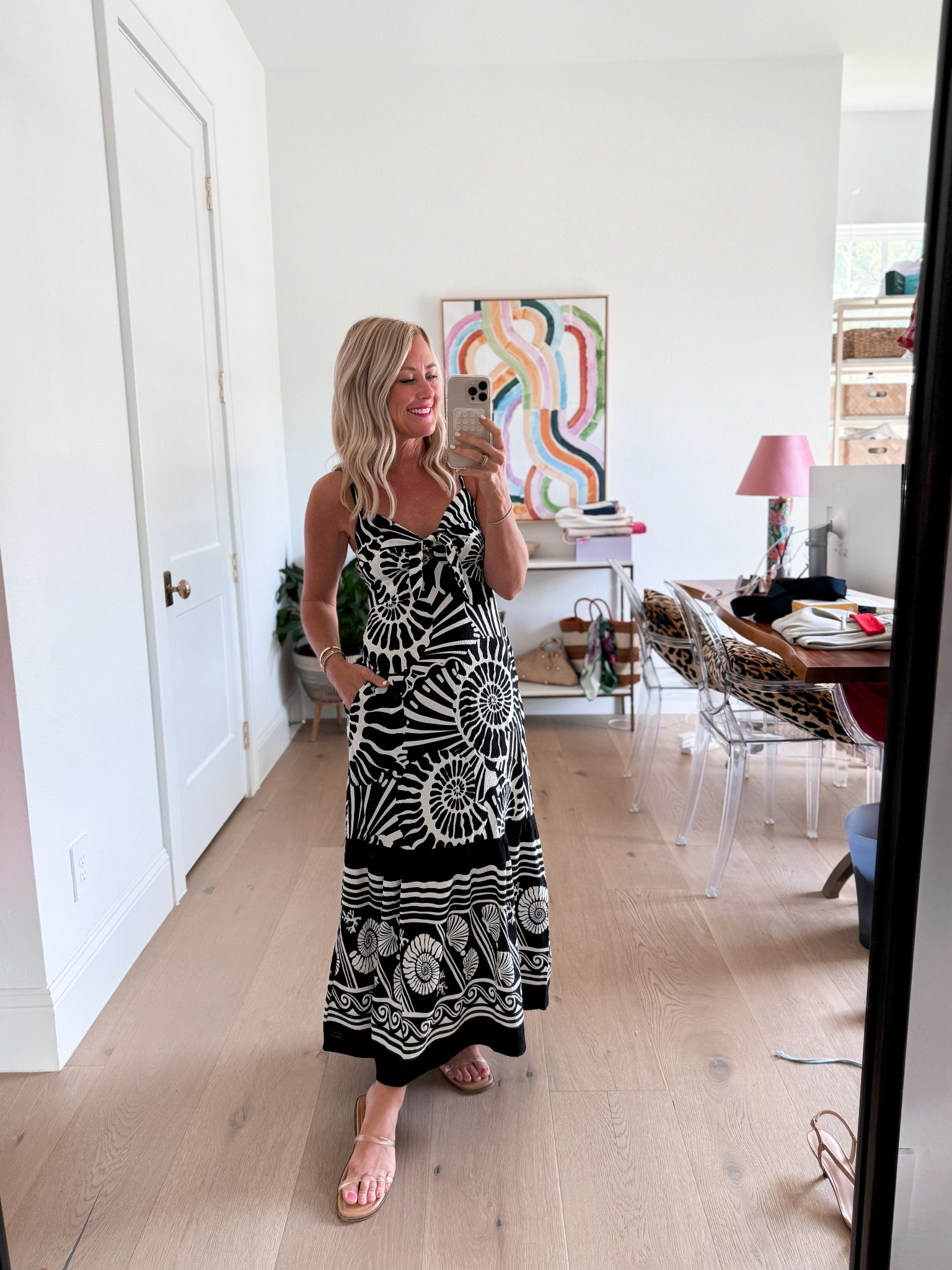 Obsessed with this Farm Rio style dress for under $30!! I have it in black & green. Wearing an xs  

#LTKFindsUnder50 #LTKOver40