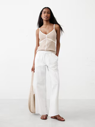 Wide-Leg Mid-Rise Summerweight Pull-On Jean | Banana Republic Factory