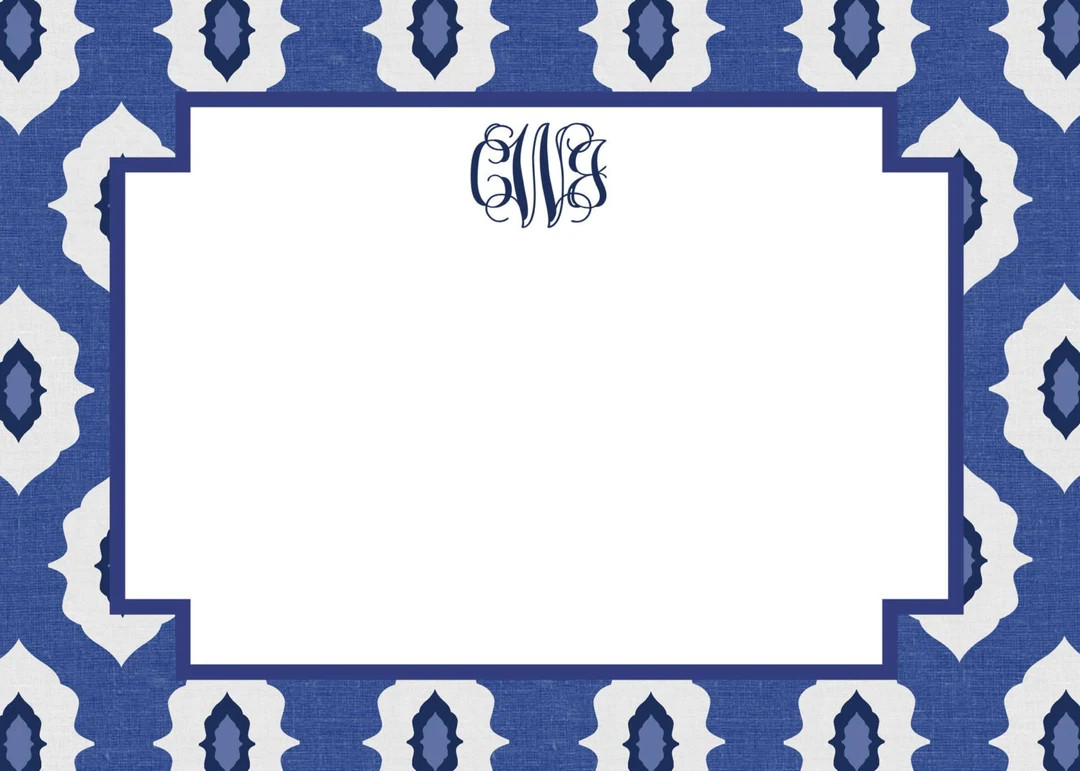 Navy Ikat Stationery, Notecard Set - Etsy | Etsy (US)