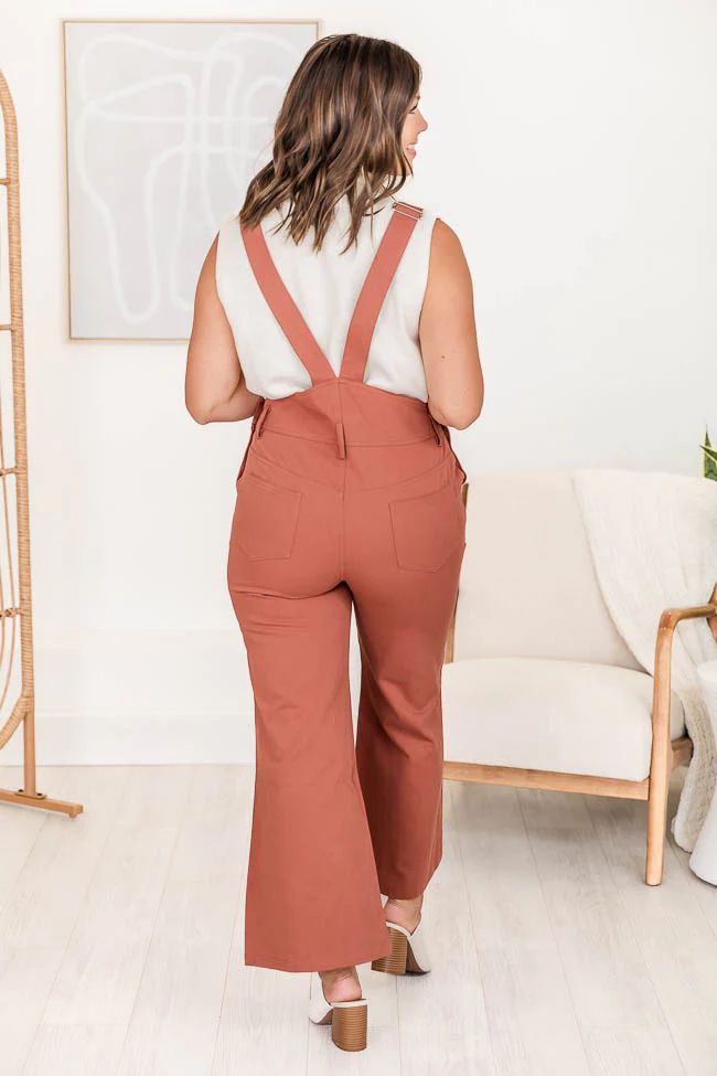 Starla Light Brown Wide Leg Overalls FINAL SALE | Pink Lily