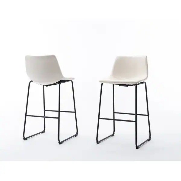 Best Quality Furniture Faux Leather Bar Stool (Set of 2) - White | Bed Bath & Beyond