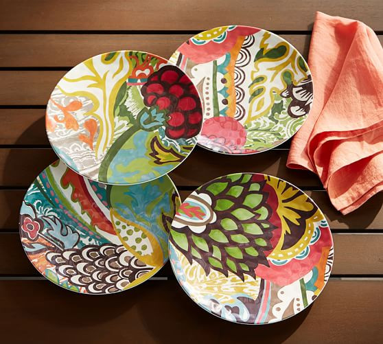 Fiji Melamine Salad Plates, Mixed Set of 4 | Pottery Barn US