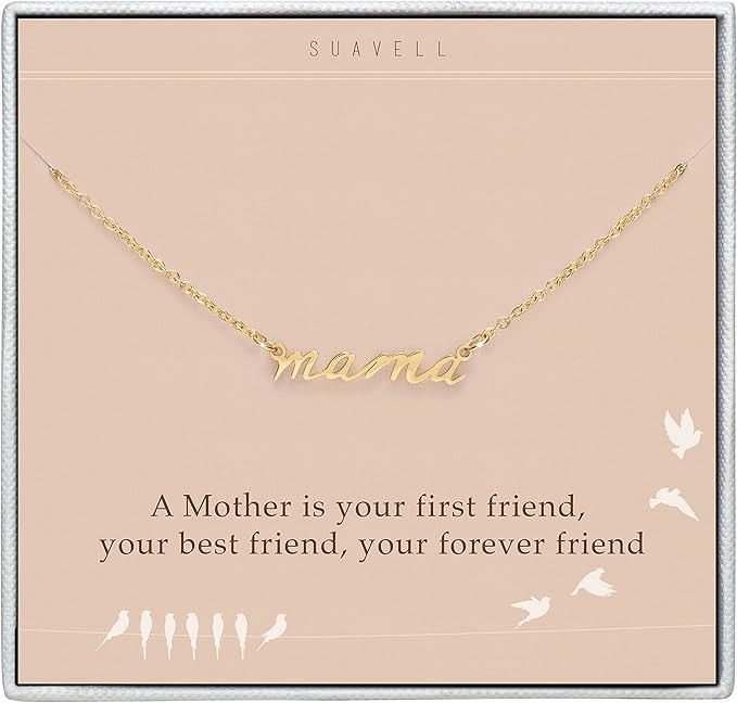 Suavell Mama Necklace - Gold Dipped Momma Necklace for Women - Expecting Mom Gift - For New Mom o... | Amazon (US)