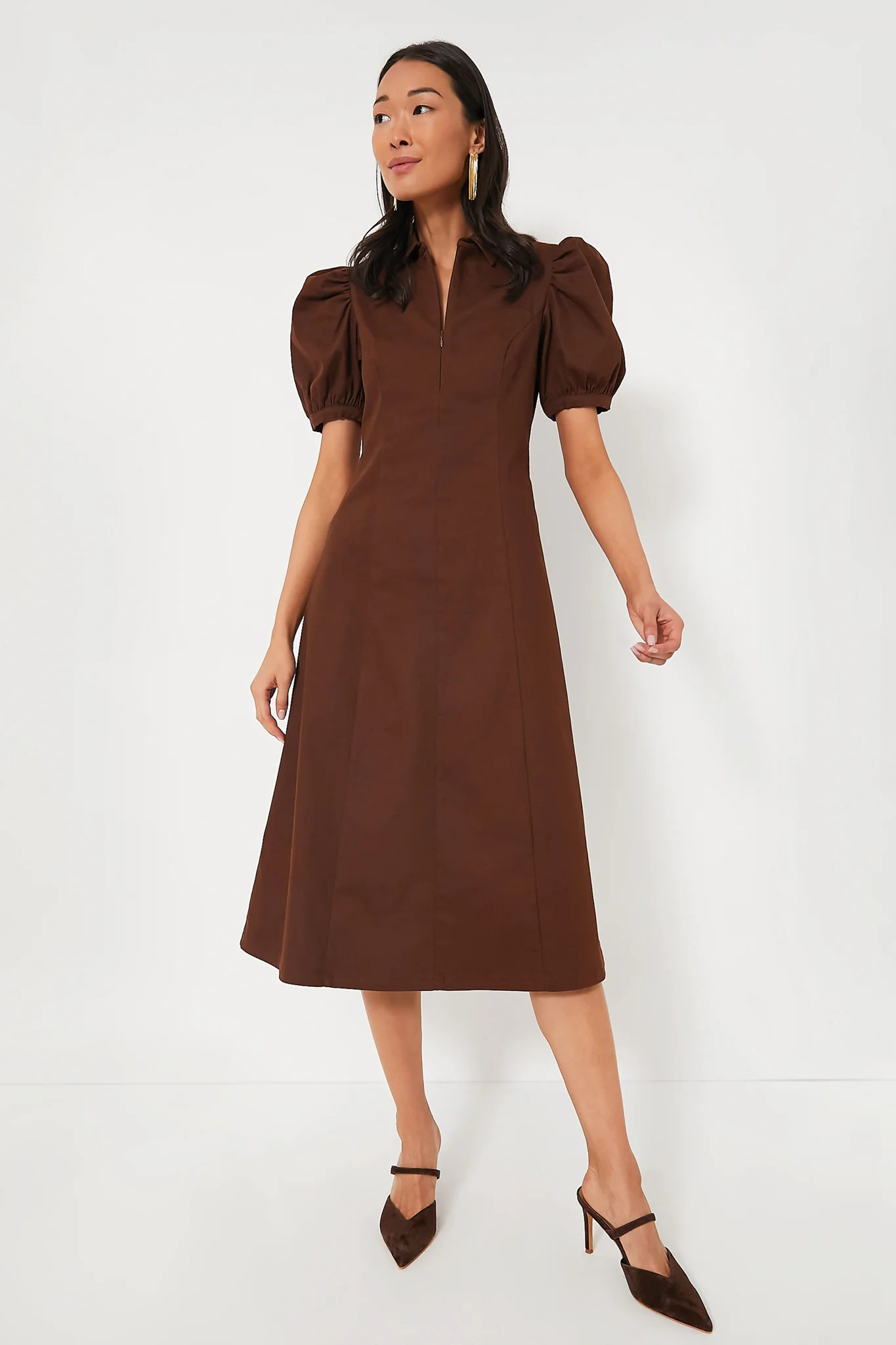 Chocolate Front Zip Denim Midi Dress | Tuckernuck (US)