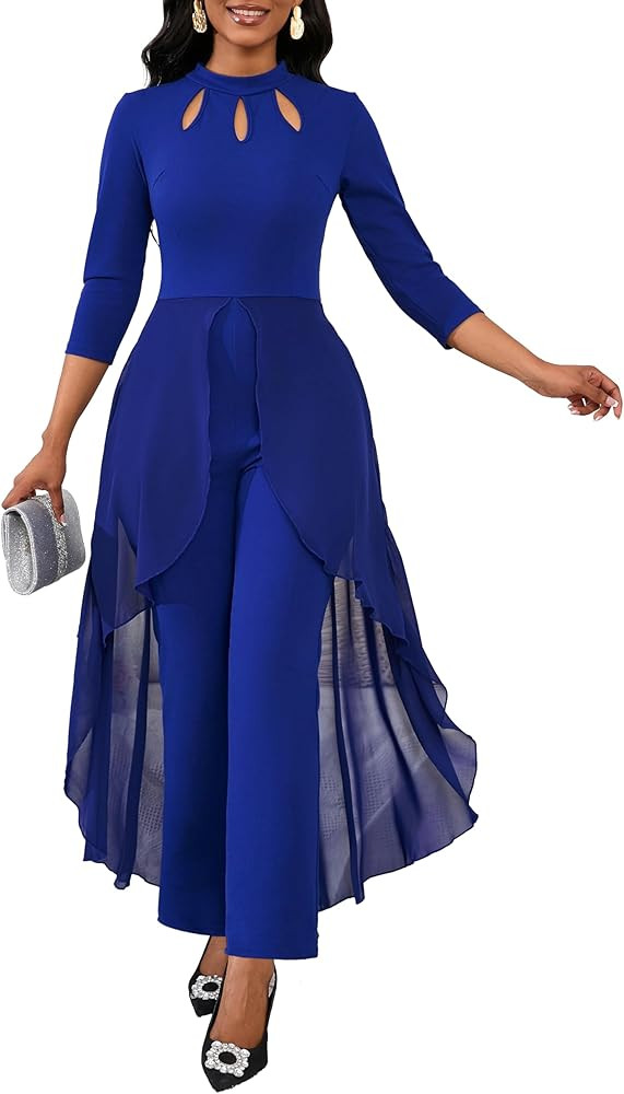 Jumpsuits for Women Dressy Hight Waist One Piece Casual Straight Long Pants Wide Leg Pants Elegan... | Amazon (US)