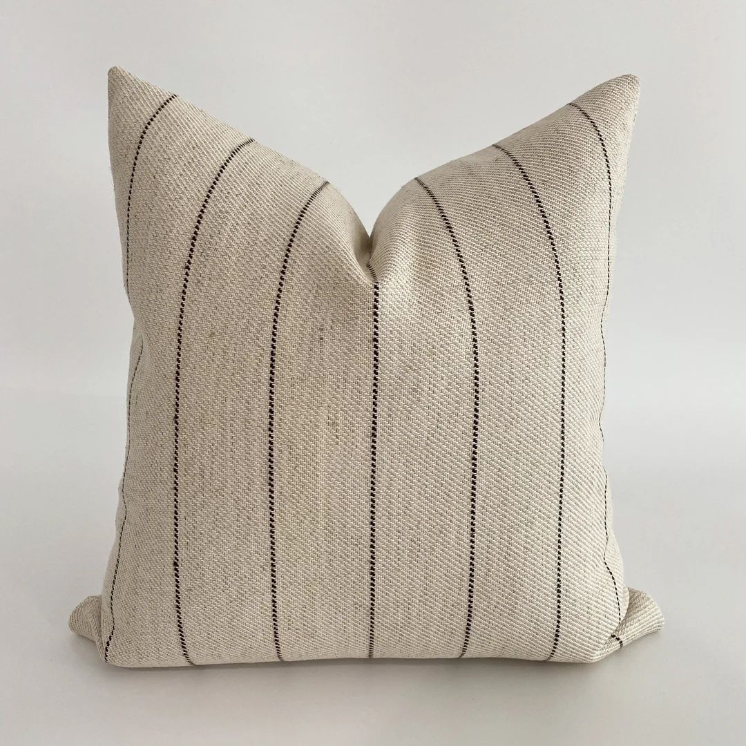 Antique Stripe | Brown Stipe Pillow Cover, Linen Pillows, Curated Pillow, Handmade Pillow Cover, ... | Etsy (US)
