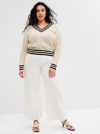 Cable-Knit V-Neck Sweater | Gap Factory