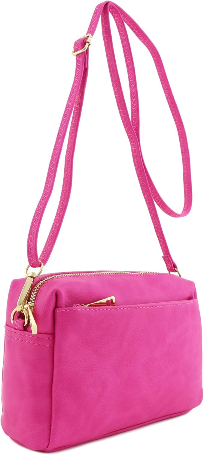 FashionPuzzle Triple Zip Small Crossbody Bag | Amazon (US)