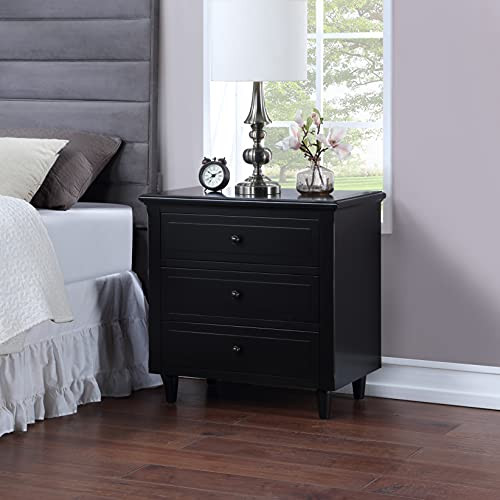 Black Nightstand with 3 Drawers, Modern Small Dresser, Bedside Furniture, Night Stand, Wood Cabin... | Amazon (US)