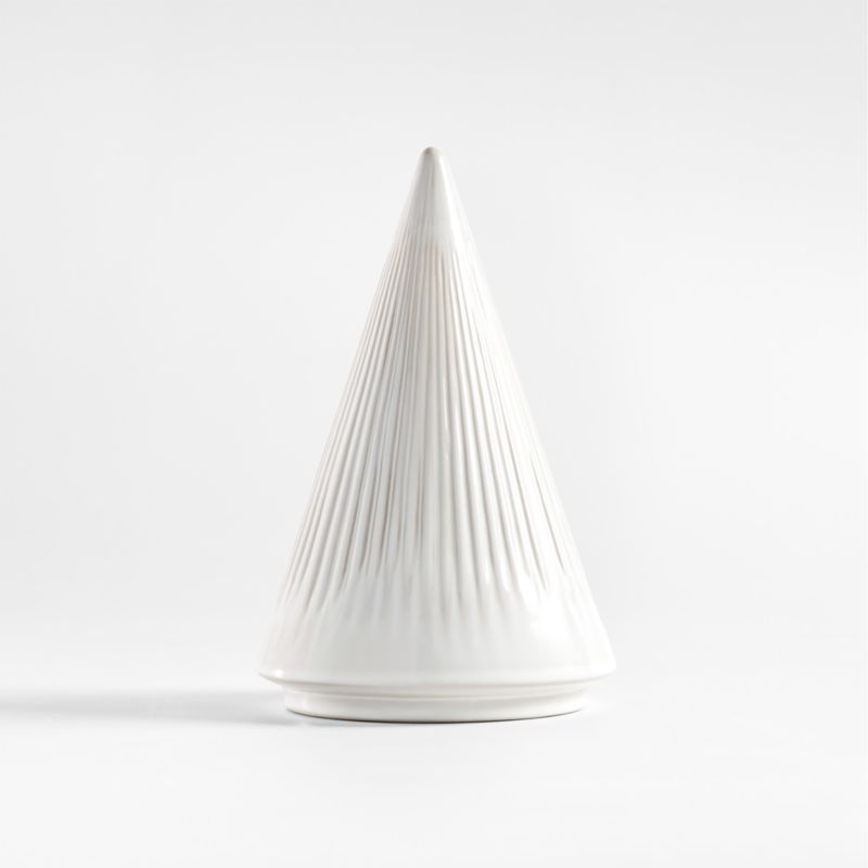 Dover Medium White Ceramic Christmas Tree 9" | Crate & Barrel | Crate & Barrel