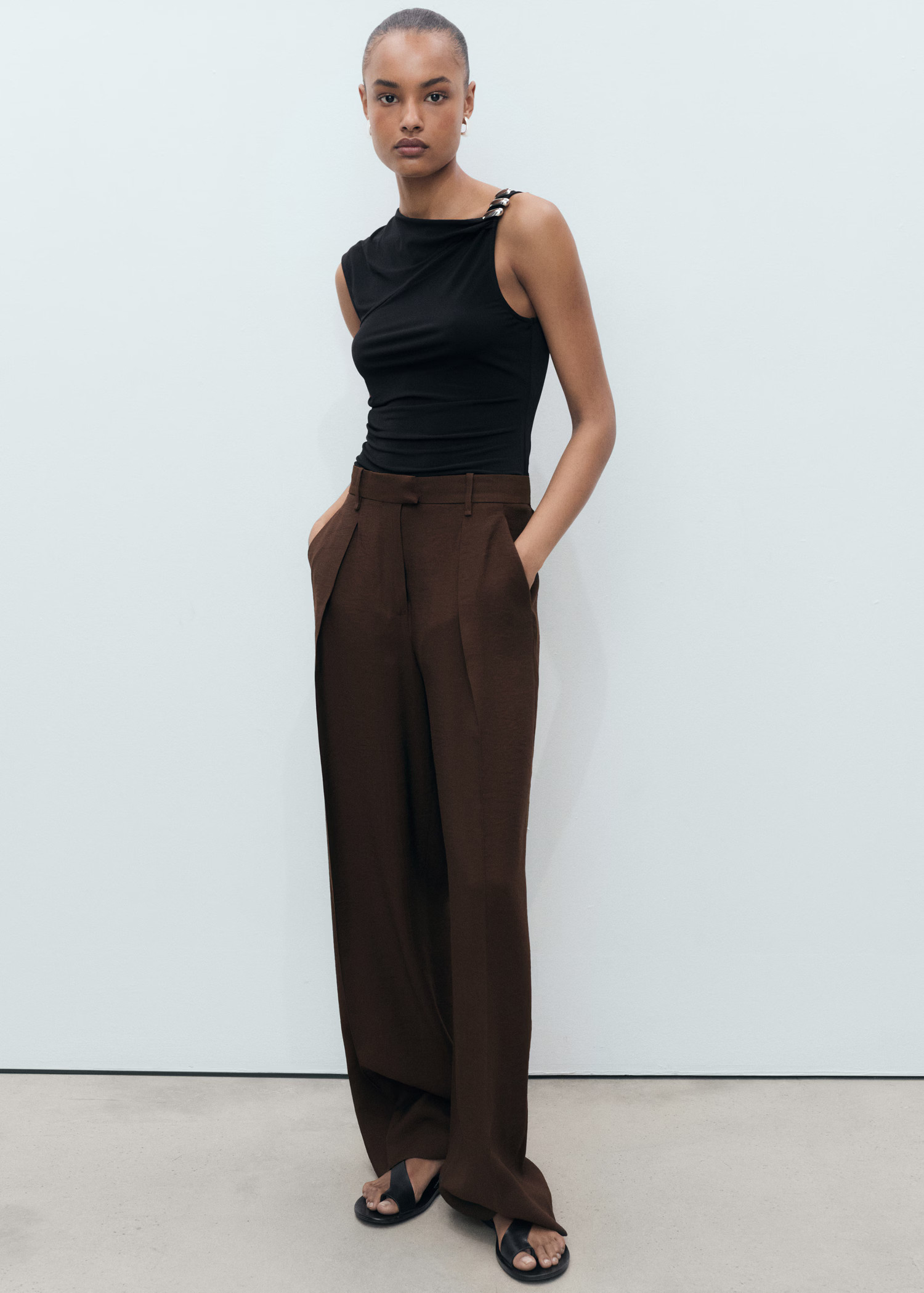 Wide-leg pleated pants - Women | MANGO USA | Mango (US/MX/AU)