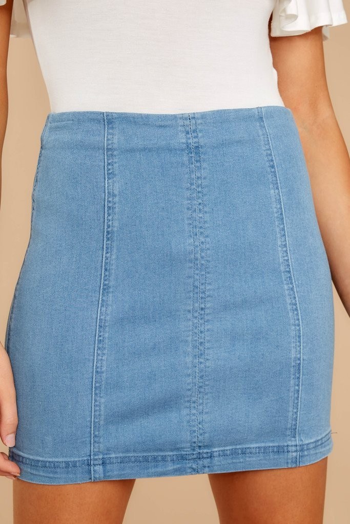 Still Think About You Light Wash Denim Skirt | Red Dress 