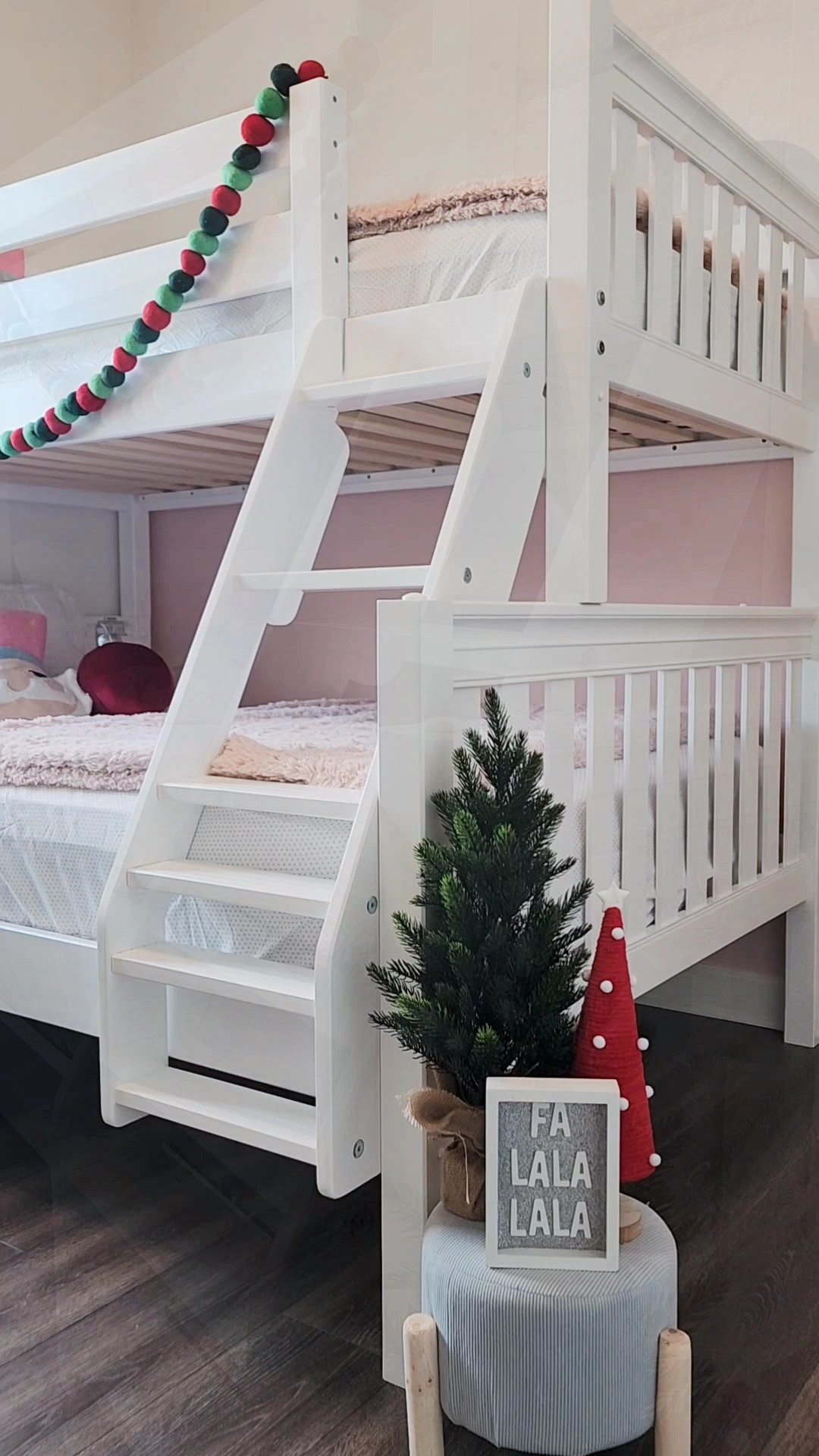 Ended up with a new bunk bed from @maxtrixkidsfurniture. 😍🎄#ad The girls are obsessed and honestly... same. Their new bunk bed is now my favorite part of their room. I went with the Classic Twin over Full Bunk Bed with Classic White Slats and it is perfect! It frees up so much space, it is customizable, and solid wood with a 800 lb weight capacity. This bed is meant to grow with the girls and can easily be reconfigured if needed. Take advantage of their cyber sale. You can now shop their entire site up to 35% off! #mymaxtrix Bunk beds. Kids room. Children. Girls room. Pink. Bedroom. Makeover. Christmas. Decor. Bedding. Surprise. Cyber Sale. 

#LTKHoliday #LTKKids #LTKmomlife