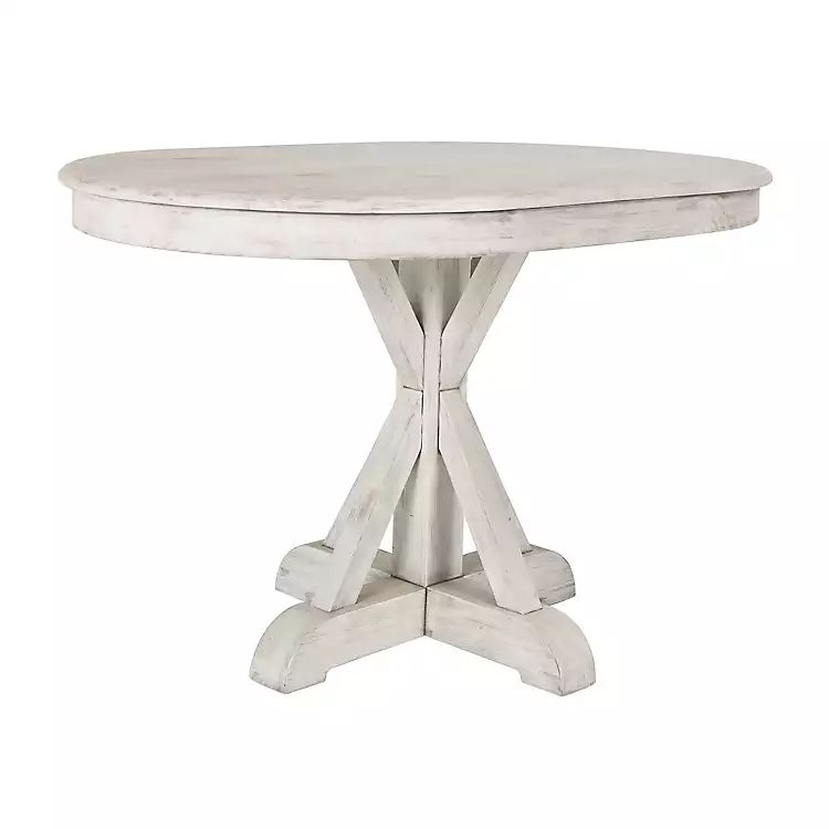 White Distressed Wood X Base Oval Dining Table | Kirkland's Home