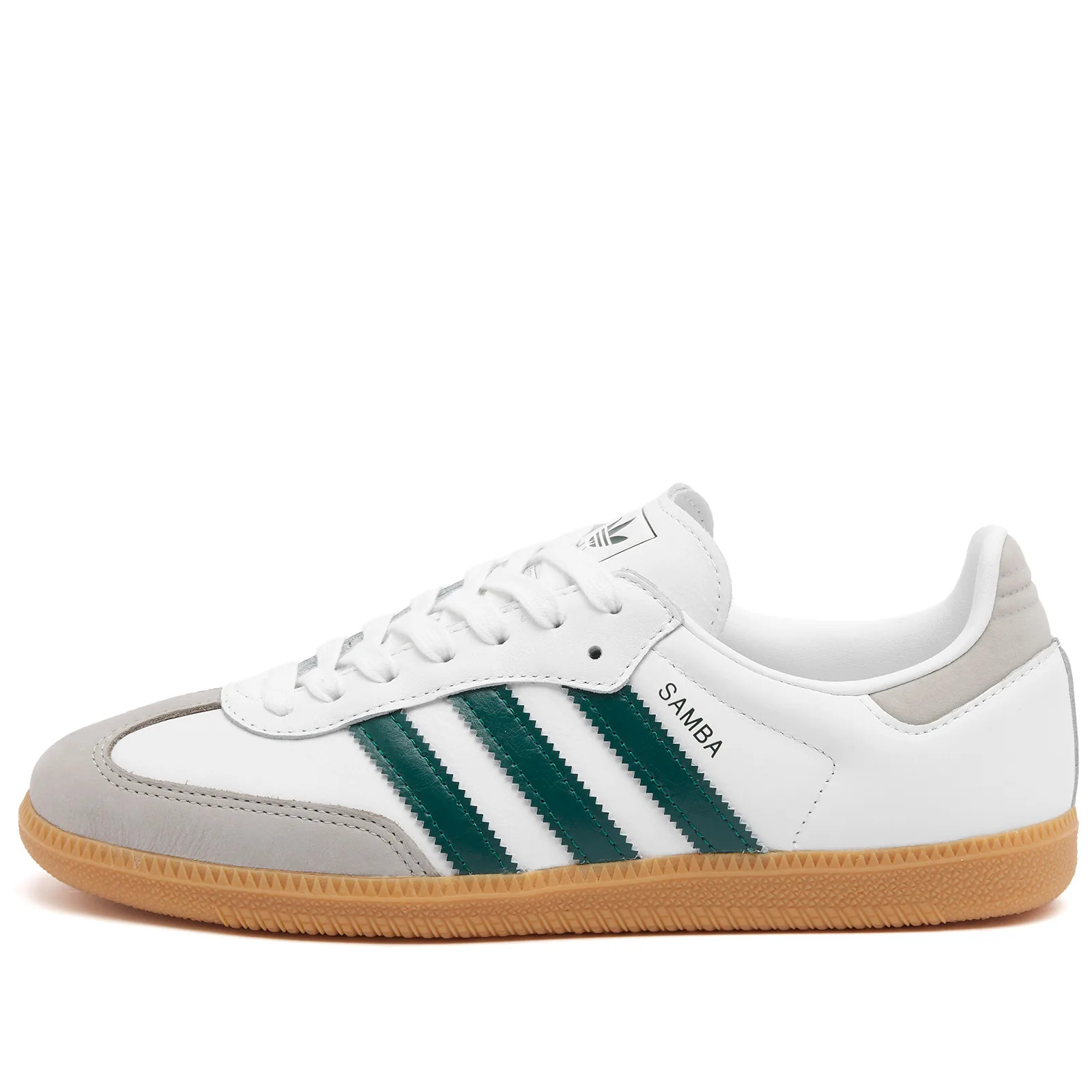Adidas Samba Og Sneaker in White/Green/Grey, Size UK 3.5 | END. Clothing