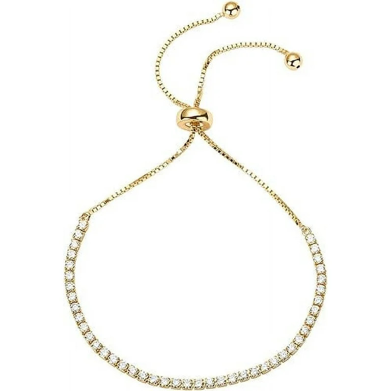 PAVOI 14K Gold Plated Cubic Zirconia Classic Tennis Bracelet for Women in Yellow Gold | Walmart (US)