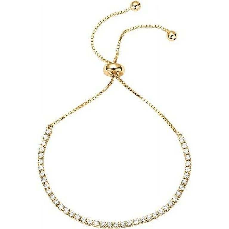 PAVOI 14K Gold Plated Cubic Zirconia Classic Tennis Bracelet for Women in Yellow Gold | Walmart (US)