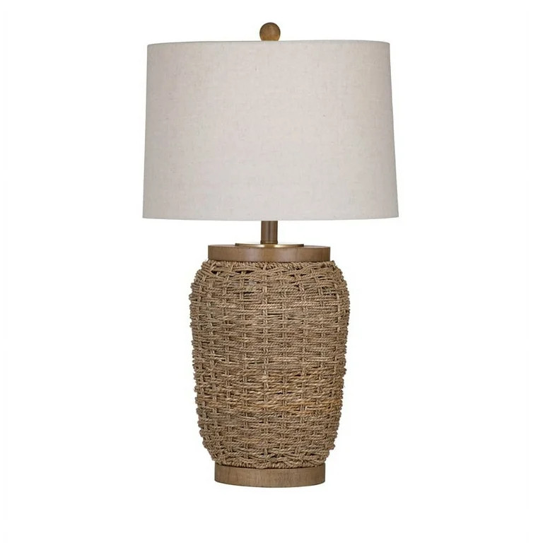 Cherry Grove Table Lamp in Natural Sea Grass and Brown Metal - Walmart.com | Walmart (US)