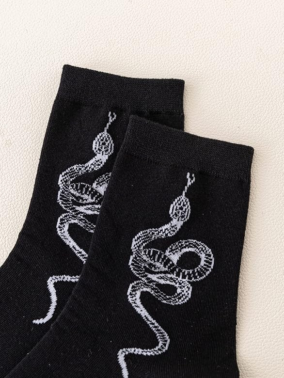 OYOANGLE Women's 1 Pair Cartoon Print Crew Socks Simple Casual Lightweight Socks | Amazon (US)