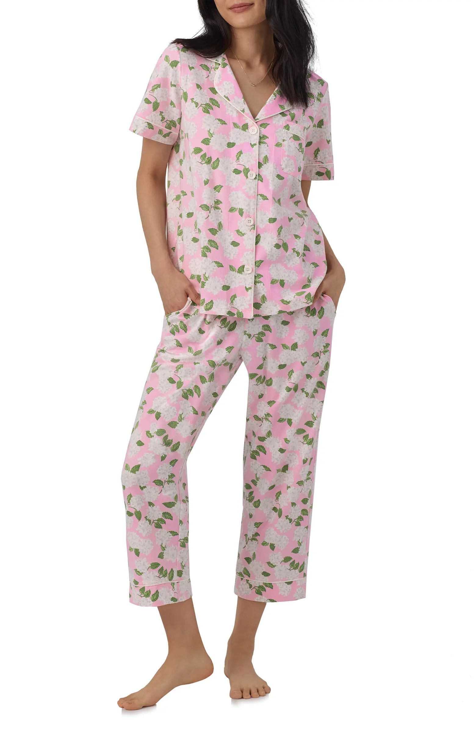 BedHead Pajamas Print Stretch Organic Cotton Jersey Crop Pajamas | Nordstrom | Nordstrom