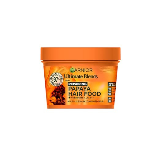 Garnier Hair Food 3-in-1 Hair Treatment Mask, Intensely Nourishes and Repairs Hair, For Damaged Hair, No Silicones, Vegan Formula, Papaya, Ultimate Blends, 400ml | Amazon (UK)
