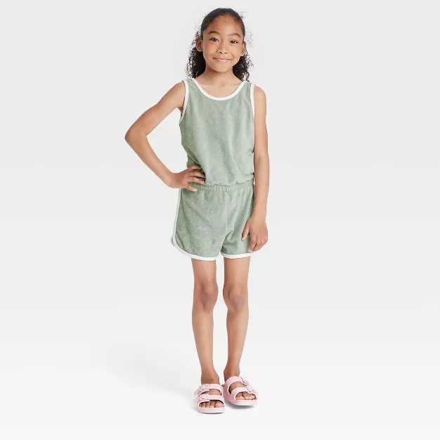 Girls' Sleeveless Romper - Cat & Jack™ Green | Target